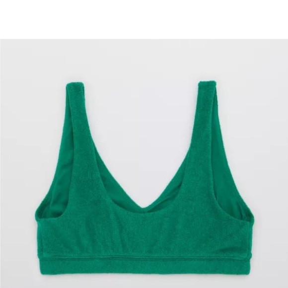 aerie terry sport bra in green - Picture 4 of 11